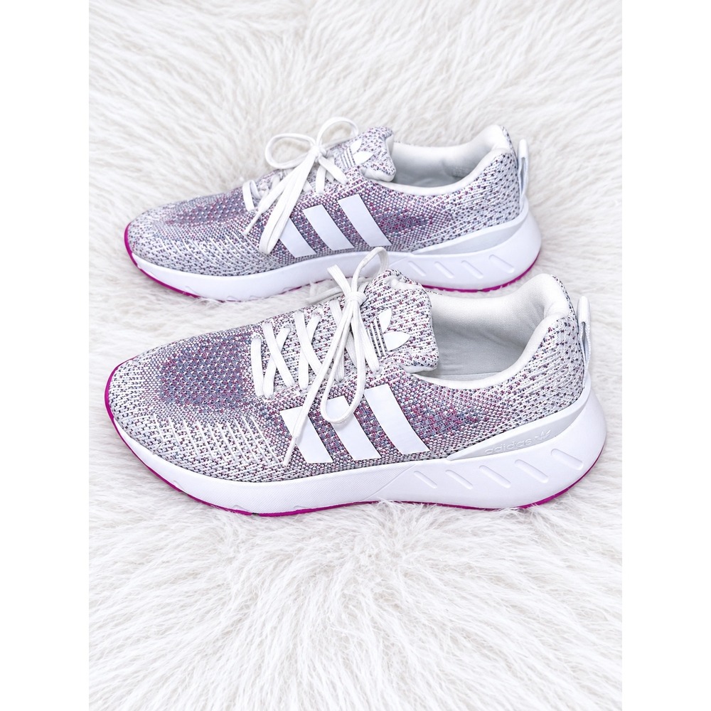 adidas Swift Run 22 Sneakers Women's 9 | White Purple Pink Knit Running Shoes - Picture 5 of 7